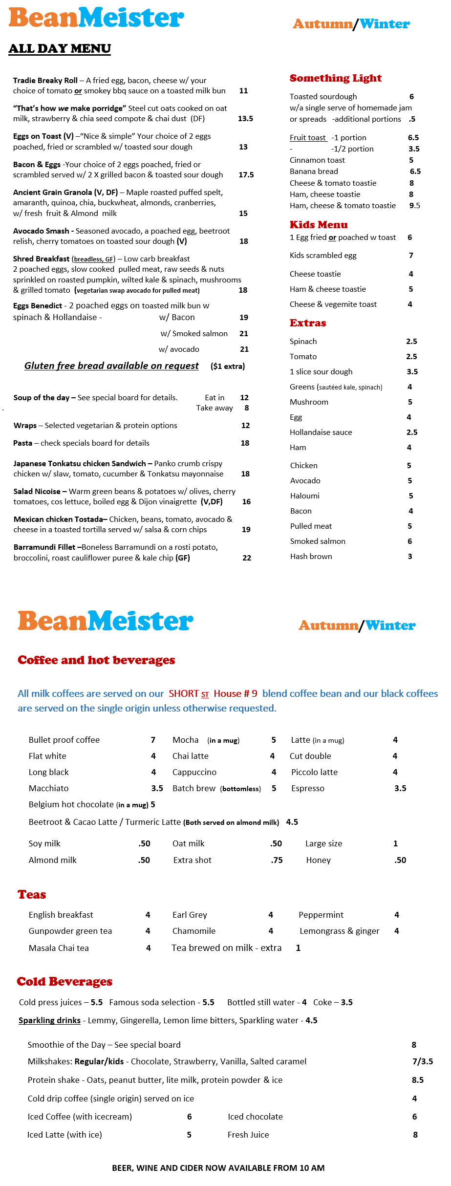 menu