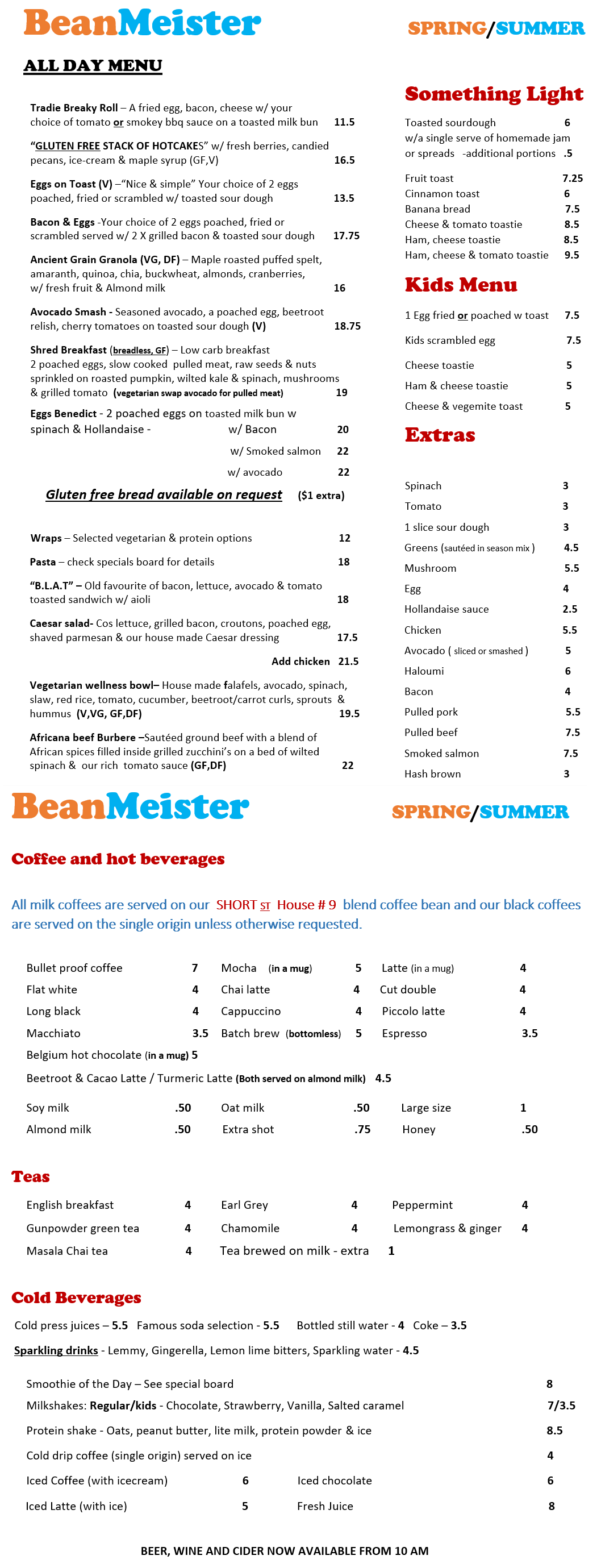 menu